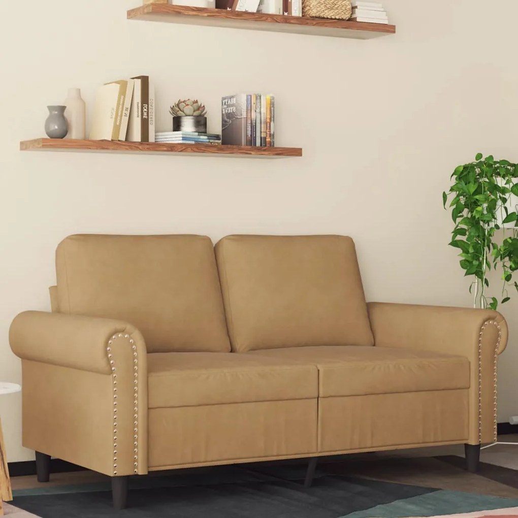 Divano A 2 Posti Marrone 120 Cm İn Velluto /