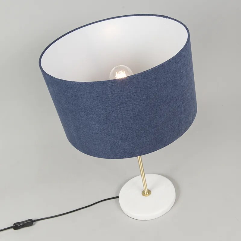Lampada da tavolo in ottone con paralume blu 35 cm - Kaso