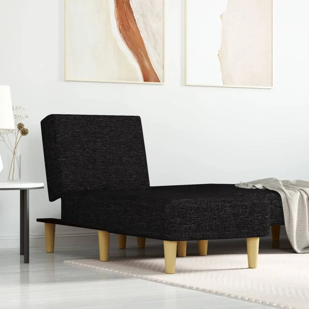 Chaise Longue İn Tessuto Nero /