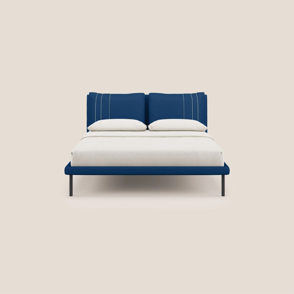 Giselle letto moderno con cuscini testata regolabili con tasche in microfibra impermeabile T11 blu