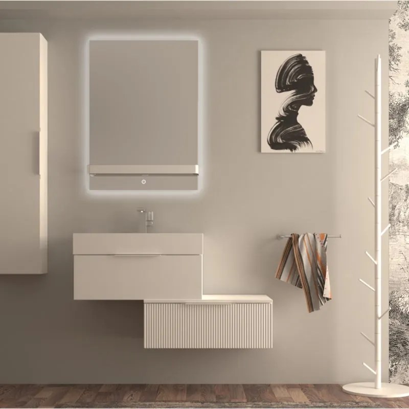 Mobile da bagno sotto lavabo BADEN HAUS Modula bianco laccato opaco L 70 x H 25 x P 44 cm 1 cassetto, lavabo non incluso