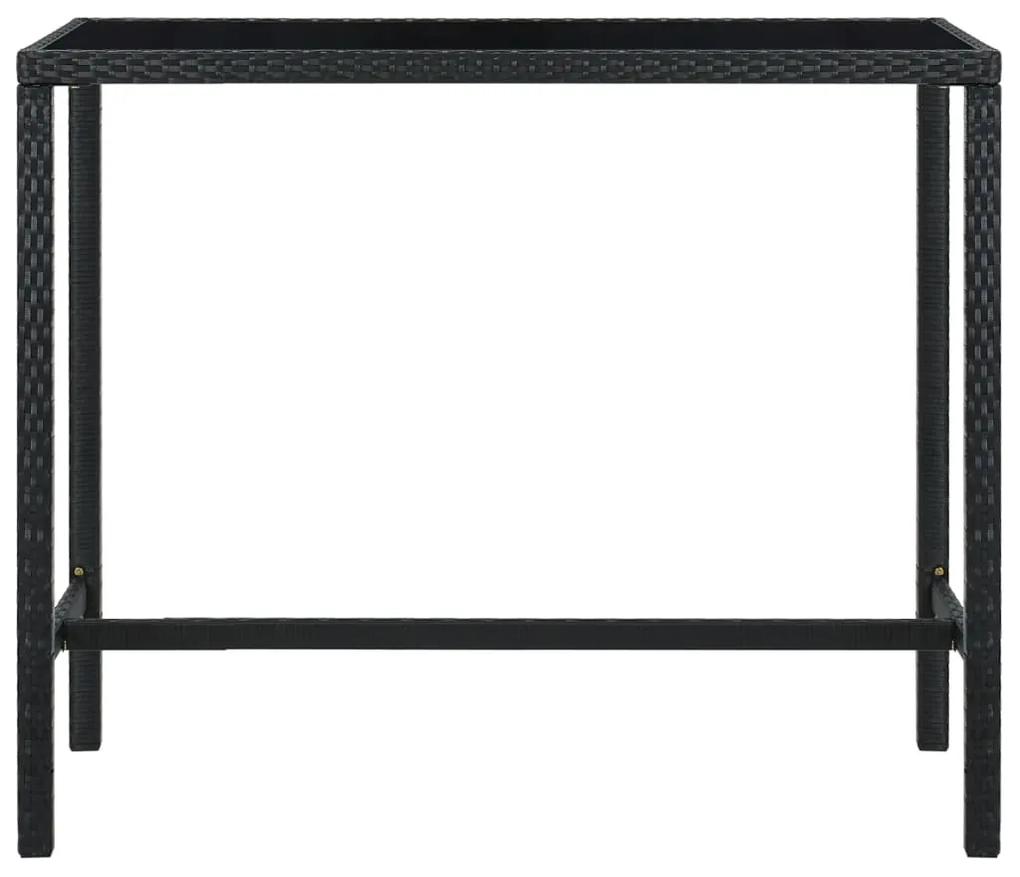Tavolo da bar per esterni nero 130x60x110 cm polyrattan e vetro