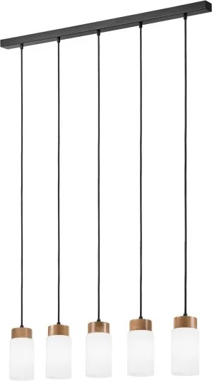 Lampadario a cavo MARKUS 5xE27/15W/230V nero/rovere