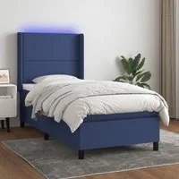 Letto a Molle con Materasso e LED Blu 90x200 cm in Tessuto 3138211