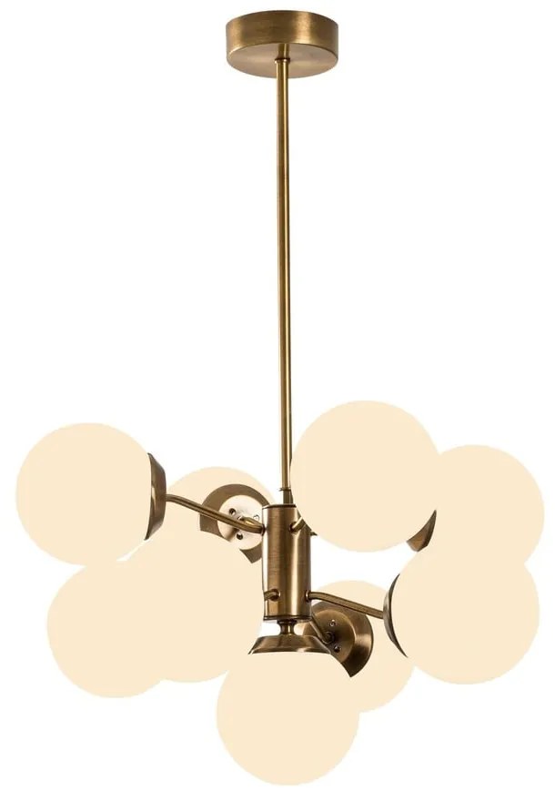 Lampadario bianco/color ottone con paralume in vetro ø 70 cm Mudoni – Opviq lights