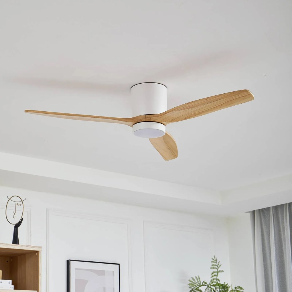 Lucande ventilatore da soffitto LED Faipari, bianco, DC, silenzioso, 132 cm