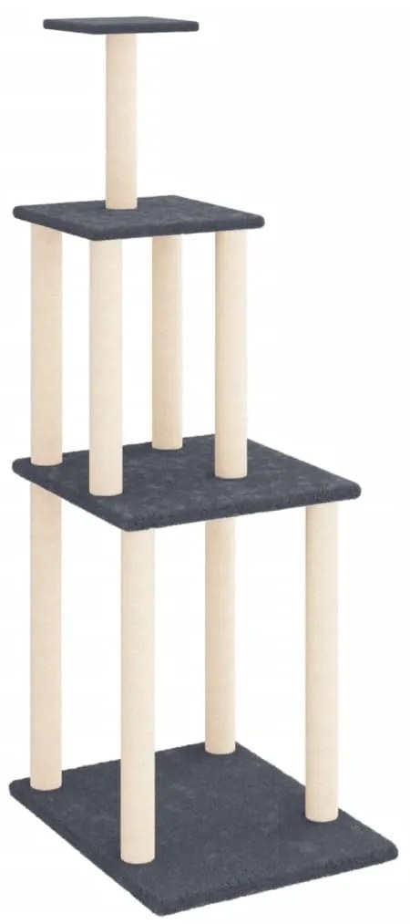 Albero per gatti con tiragraffi in sisal grigio scuro 149 cm