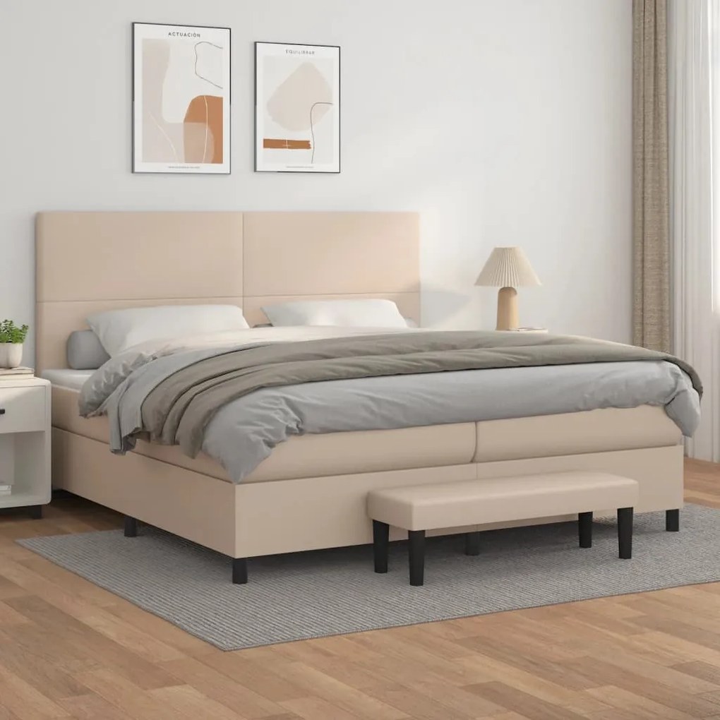 Giroletto A Molle Con Materasso Cappuccino 200x200cm Similpelle /