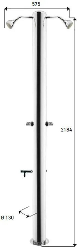 Doccia da Giardino Doppia 2 Temporizzatori e Lavapiedi ATI Docce MUL-2P Inox Anodizzato...