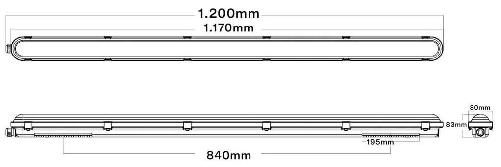 Plafoniera LED 120cm 40W IP66 CCT 6.400lm 160lm/W - con driver Osram Icutronic Colore Bianco Variabile CCT