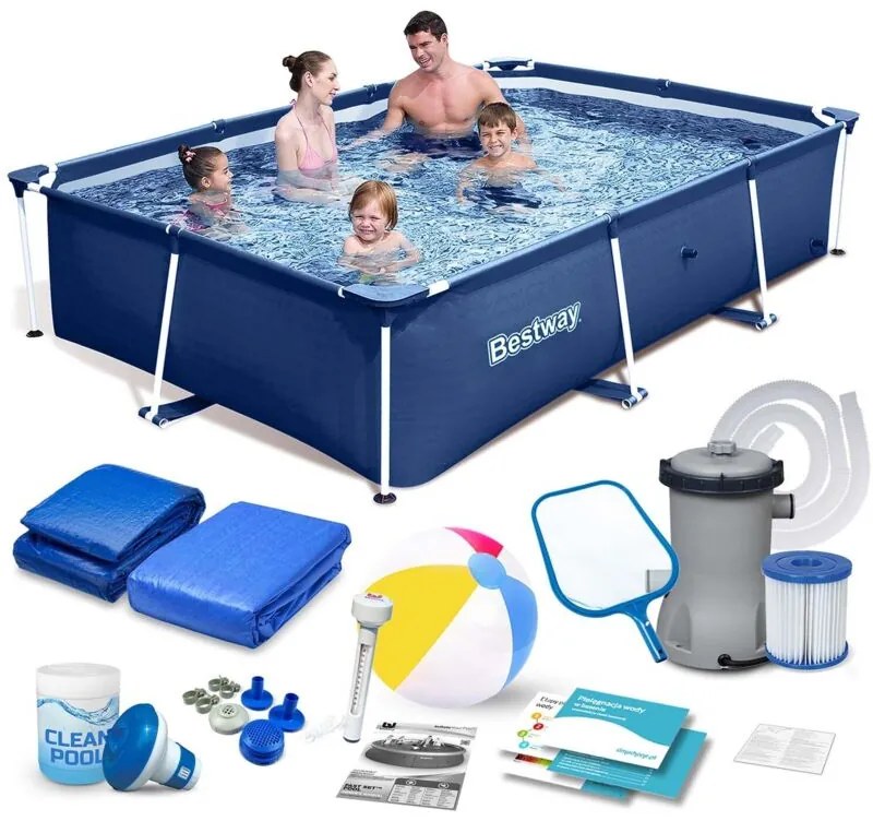 Piscina da giardino con struttura 259x170x61 cm set 15 in 1 Bestway 56403N