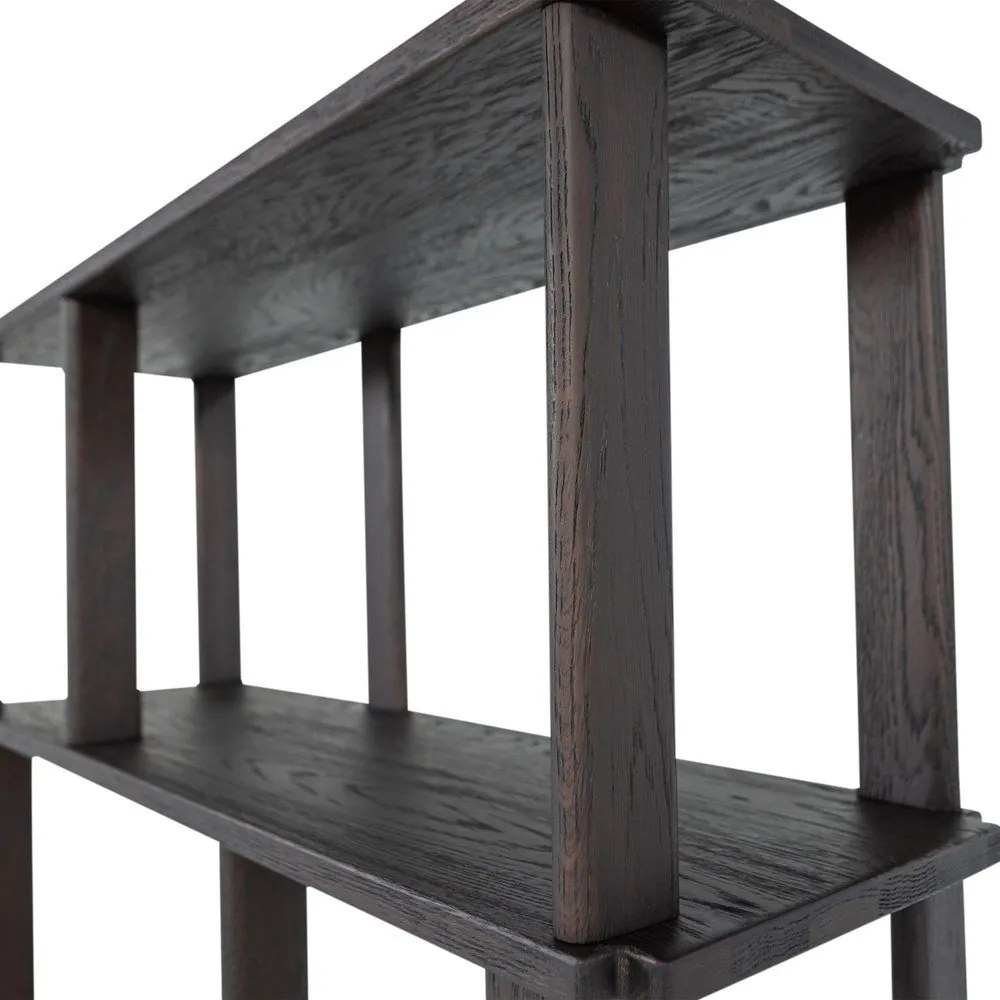 Libreria marrone scuro in rovere massiccio 90x186x30 cm Riss – WOOOD