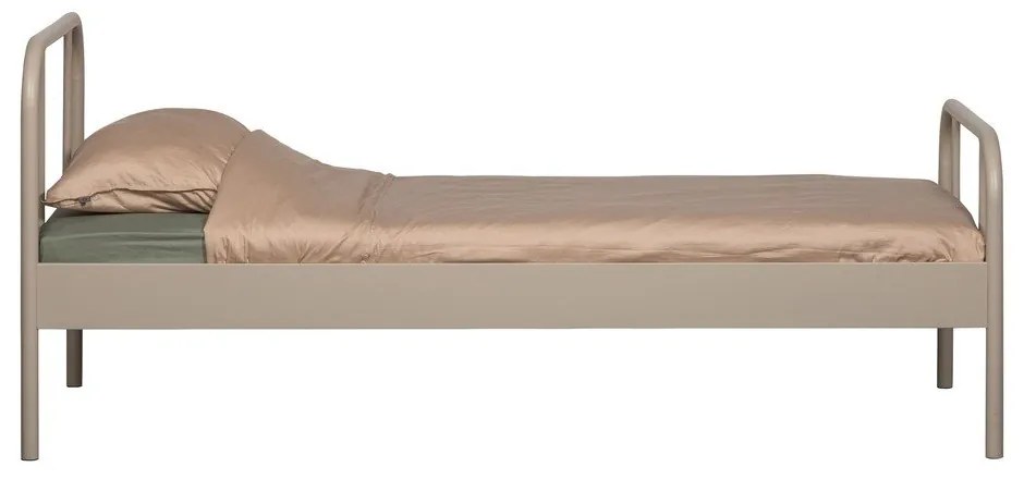Letto singolo beige in metallo con rete inclusa 90x200 cm Mata – WOOOD
