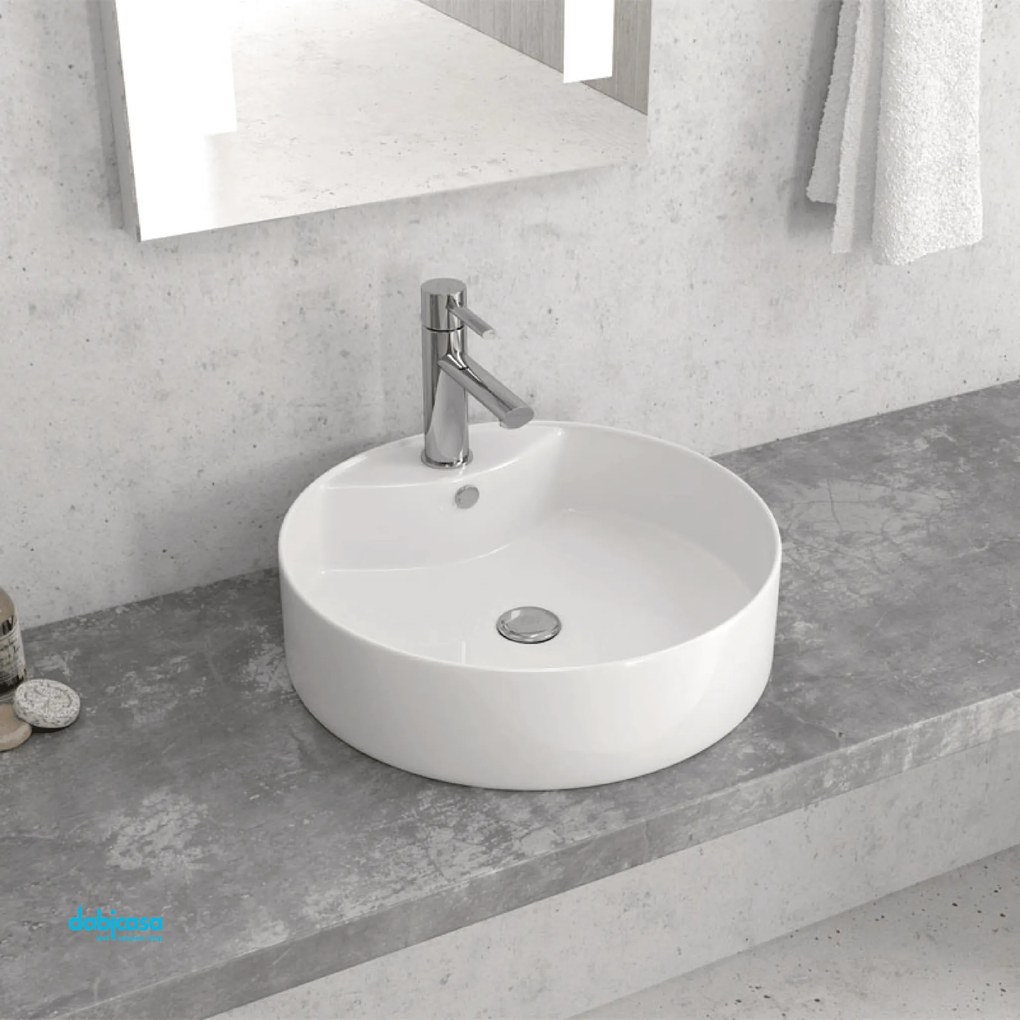 Lavabo D'Appoggio Da Diam.46 Cm Bianco Lucido