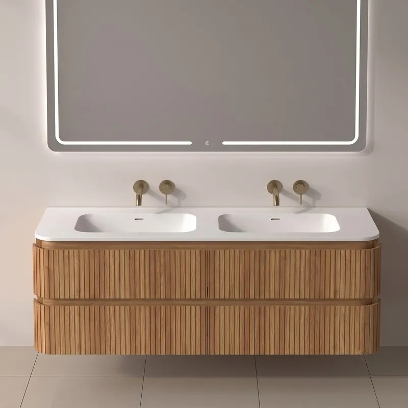 Mobile bagno 140 cannettato con lavabo solid stone | KAM-NORTH-140 - KAMALU