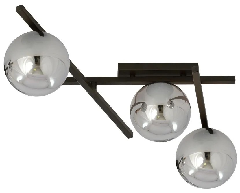 Lampadario da Soffitto in Acciaio e Vetro SMART 3 Nero 3xE14 Colore delle Sfere Grafite