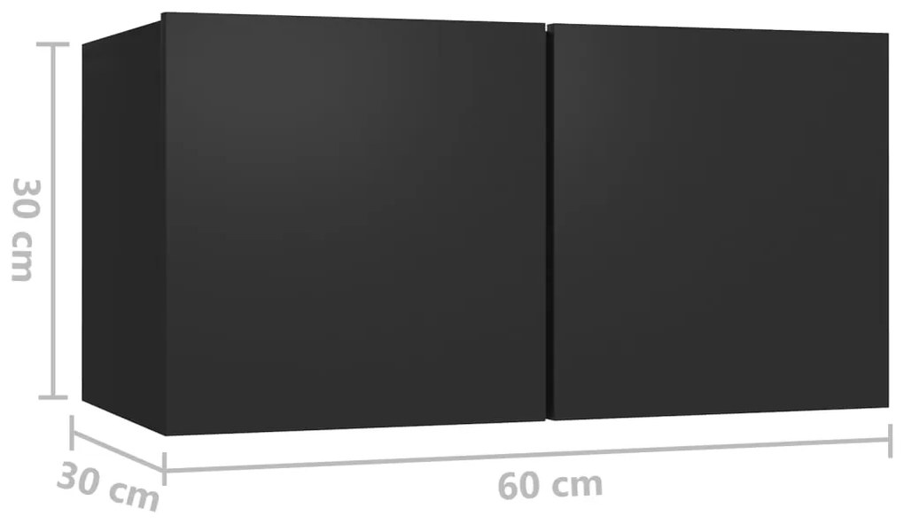 Mobile Porta TV Sospeso Nero 60x30x30cm