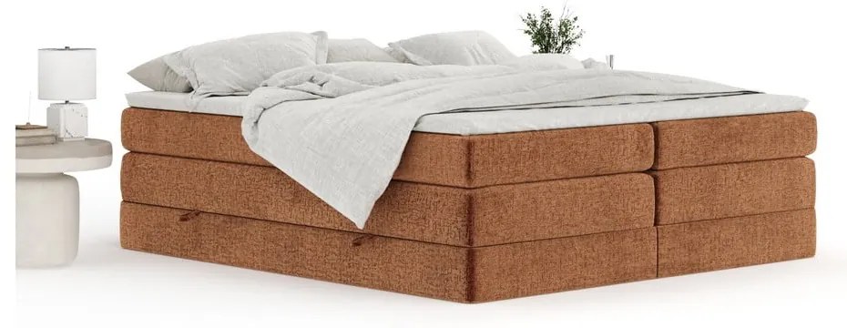 Letto boxspring arancione con contenitore/senza testiera 180x200 cm Juniper – Maison de Rêve
