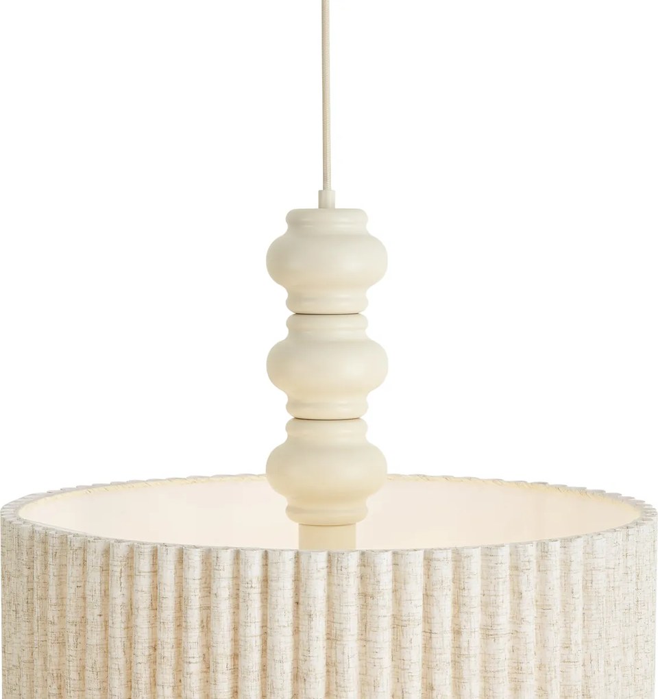 Lampada a sospensione Japandi beige con paralume in lino 3 luci - Fedde
