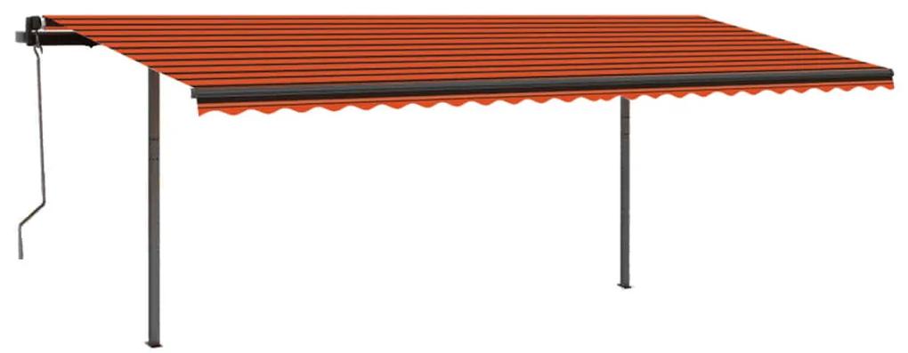 Tenda Retrattile Manuale con Pali 3,5x2,5 m Arancione e Marrone