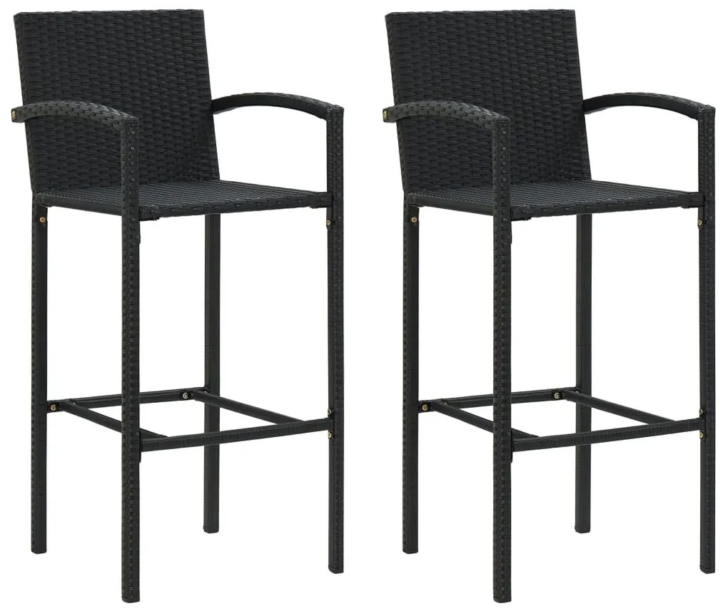 Sgabelli Da Bar 2 Pz Neri İn Polyrattan /