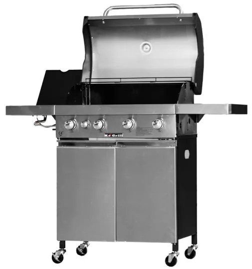 Barbecue a gas in acciaio inox con pietra lavica 4 fuochi e piastra in ghisa Ke Grill