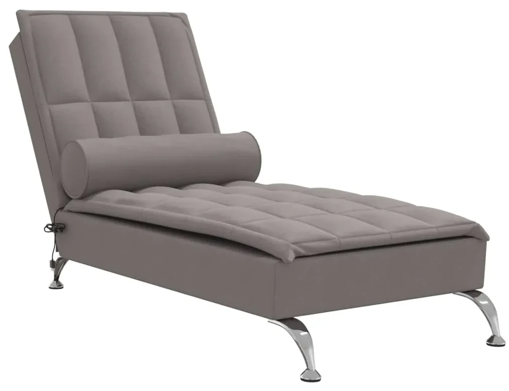 Chaise longue massaggi con capezzale tortora in tessuto