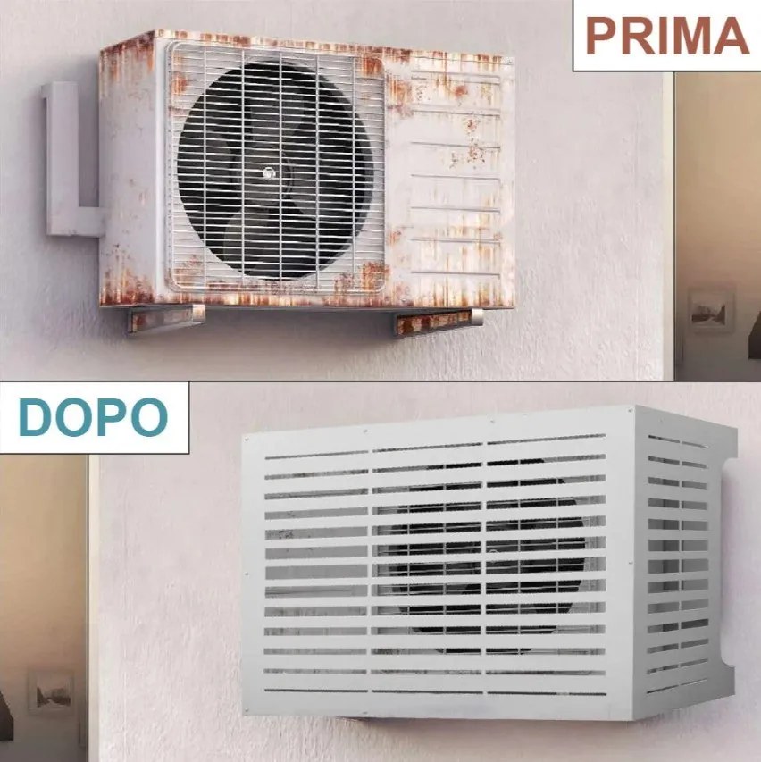 Copricondizionatore Copertura per Climatizzatore 86x44x68 cm Linear M in Alluminio Bianco...