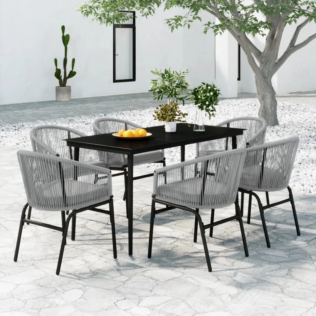 Set da pranzo da giardino 7 pz grigio