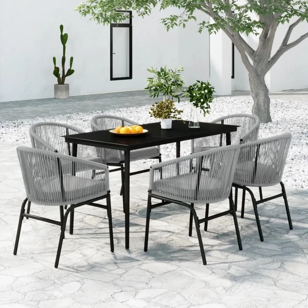 Set da pranzo da giardino 7 pz grigio