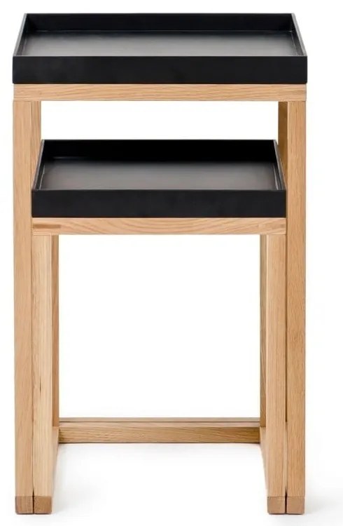 Set di 2 tavolini in rovere con piano nero Rovere Nest - Wireworks