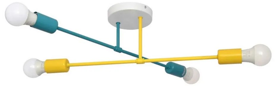 Lampadario a plafone CAMBRIDGE 4xE27/20W/230V blu/giallo