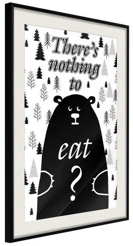 Poster  Hungy Bear  Cornice Quadri Cornice nera con pass-partout, Larghezza x Altezza Home decor 30x45