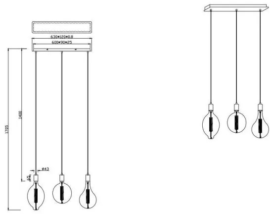 Trio - Lampadario LED Dimmerabile su corda GINSTER 3xE27/8W/230V