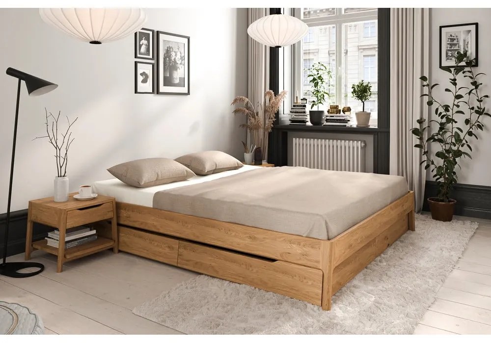 Letto matrimoniale in legno di quercia di colore naturale 180x200 cm Twig - The Beds