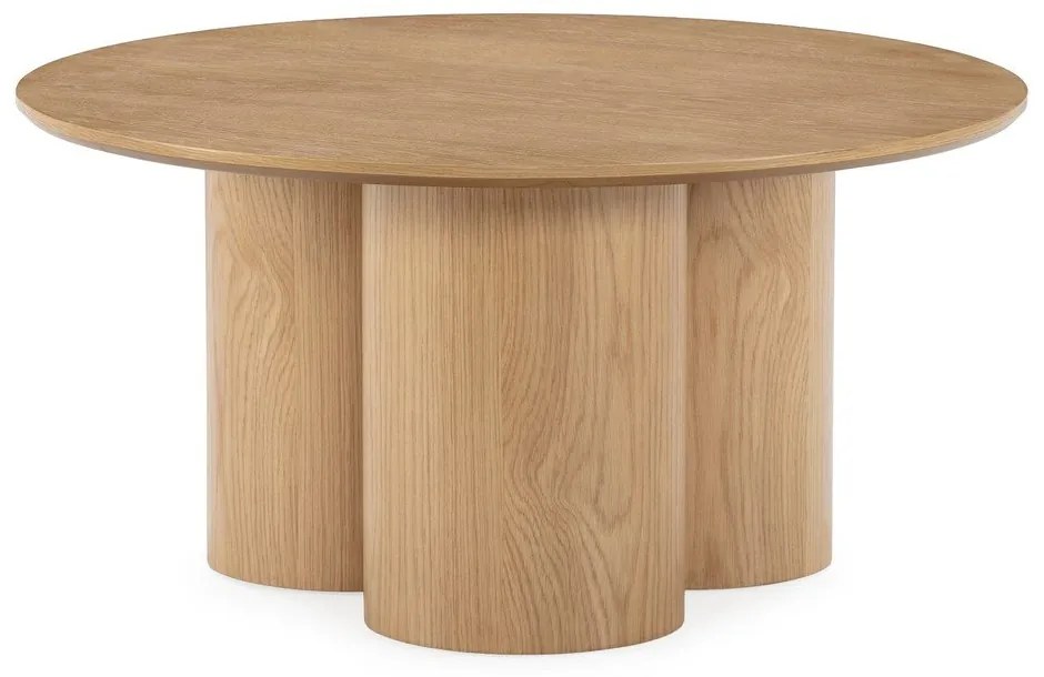 Tavolino da salotto rotondo di colore naturale con effetto rovere ø 80 cm Lua – MOME