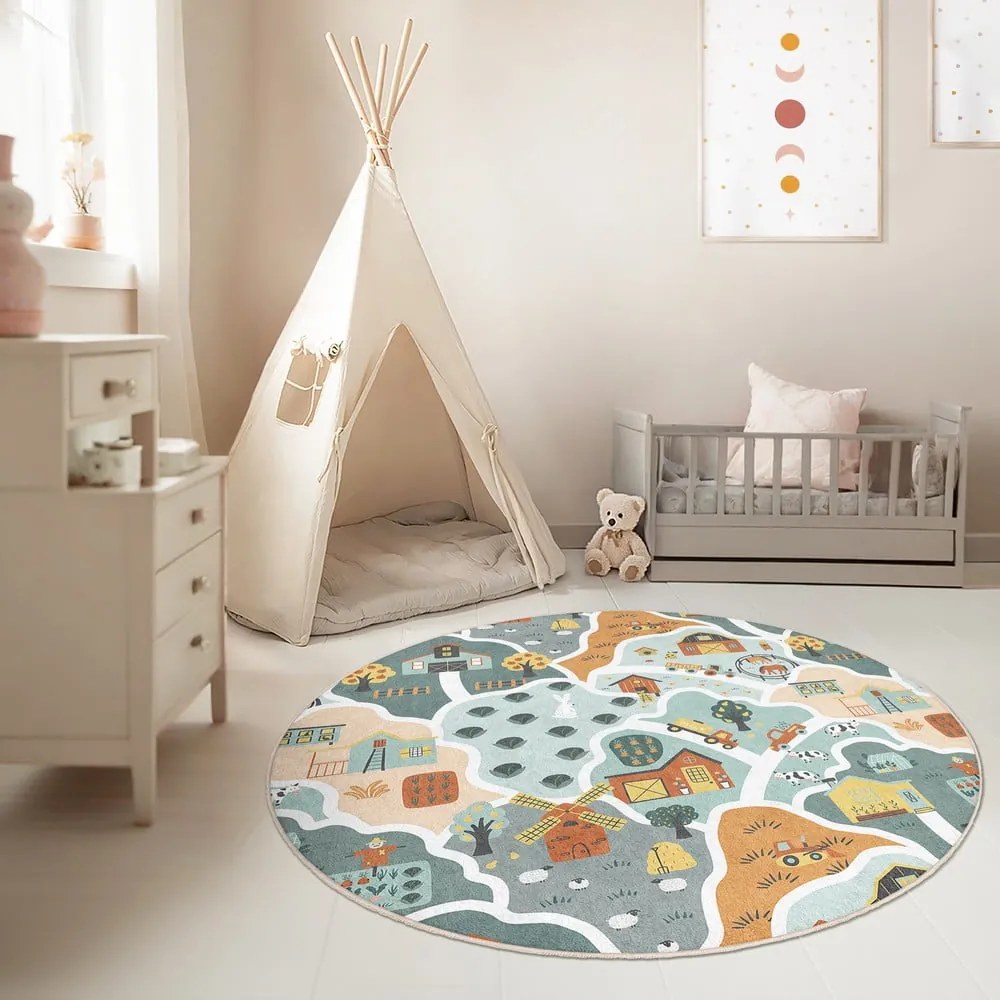 Tappeto da gioco per bambini lavabile ø100 cm Farmer's Life – Mila Home