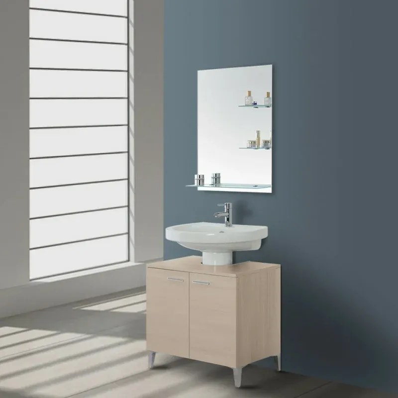 Mobile sotto lavabo universale 70 cm larice con 2 ante Desya