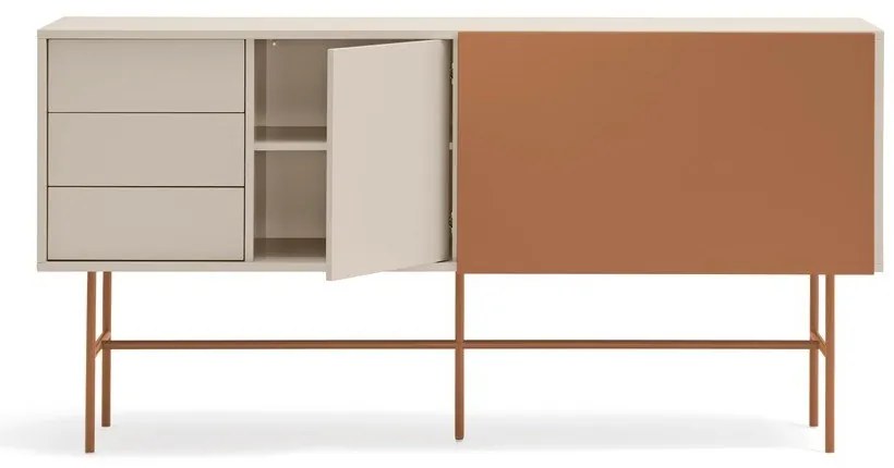 Cassettiera bassa con ante scorrevoli in mattone/beige 180x91 cm Nube - Teulat