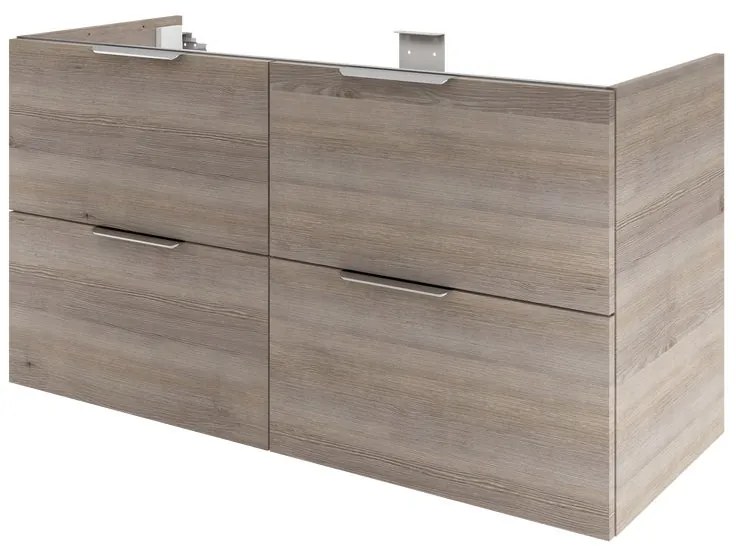 Mobile da bagno sotto lavabo Neo rovere grigio lucido L 120 x H 64 x P 48 cm 4 cassetti, lavabo non incluso