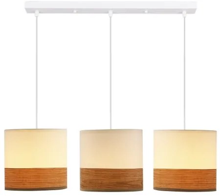 Lampadario a sospensione con filo BIANCO 3xE27/40W/230V bianco/marrone