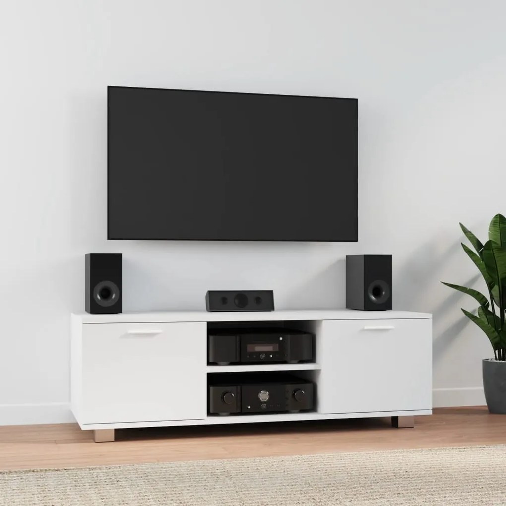 Mobile Porta Tv Bianco 120x40,5x35 Cm İn Legno Multistrato /