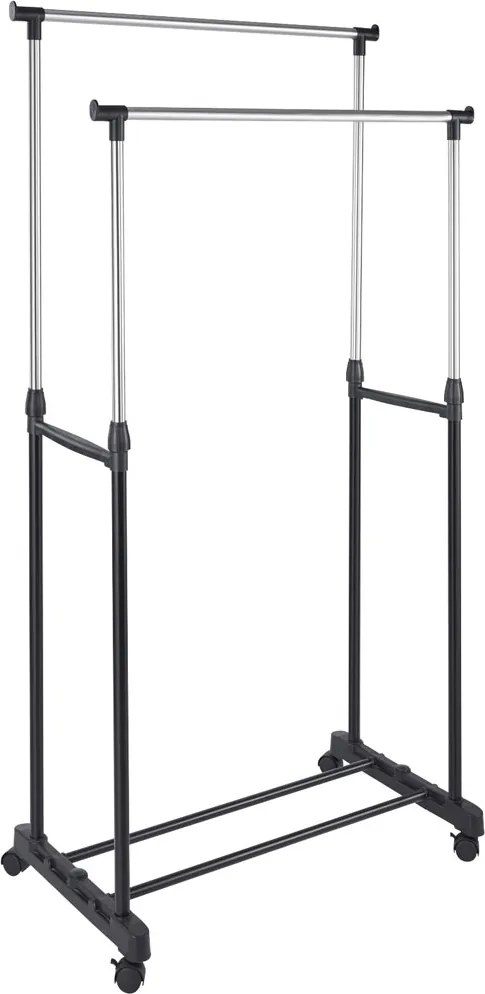 Stand Appendiabiti Doppio con Ruote Stender Regolabile in Altezza 80x40x160cm...