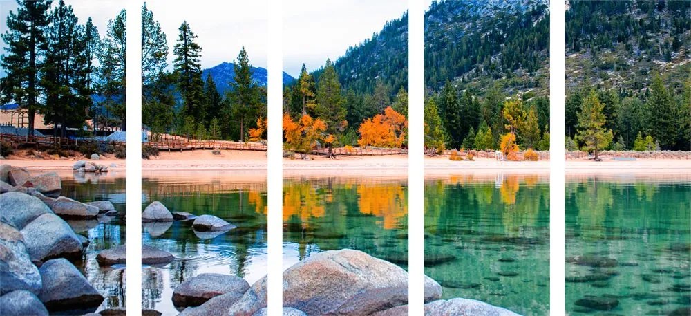 Quadri 5 pezzi – Lago in una natura splendida
