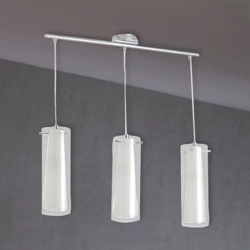 Lampadario Neoclassico Pinto bianco paralume trasparente 3x E27 Ø0cm EGLO
