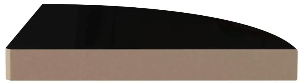 Scaffale angolare a parete nero lucido 35x35x3,8 cm in mdf