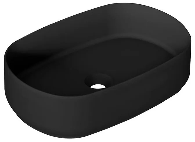 Lavabo da appoggio Kyoto ovale in ceramica L 55 x H 12 x P 36 cm nero