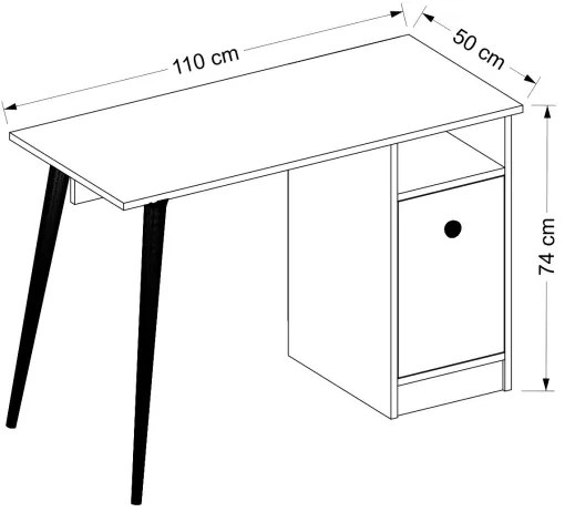 Tavolo da lavoro CANNAS 110x74 cm bianco/marrone