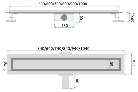 REA-G7803 - Canalina di scarico NEOX PRO 80 cm in acciaio inox/nero