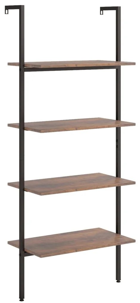 Scaffale pendente 4 livelli marrone scuro e nero 64x35x152,5 cm